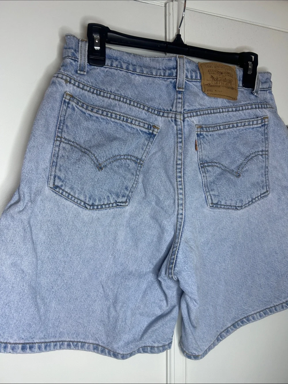 Vintage 90s Levi's Light Wash Denim Shorts | High Rise Mom Shorts | Orange Tab - Picture 11 of 12